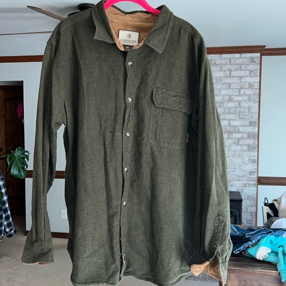 Legendary Whitetails Dark Green XXL warm Button Down w Corduroy Accents - Picture 1 of 7